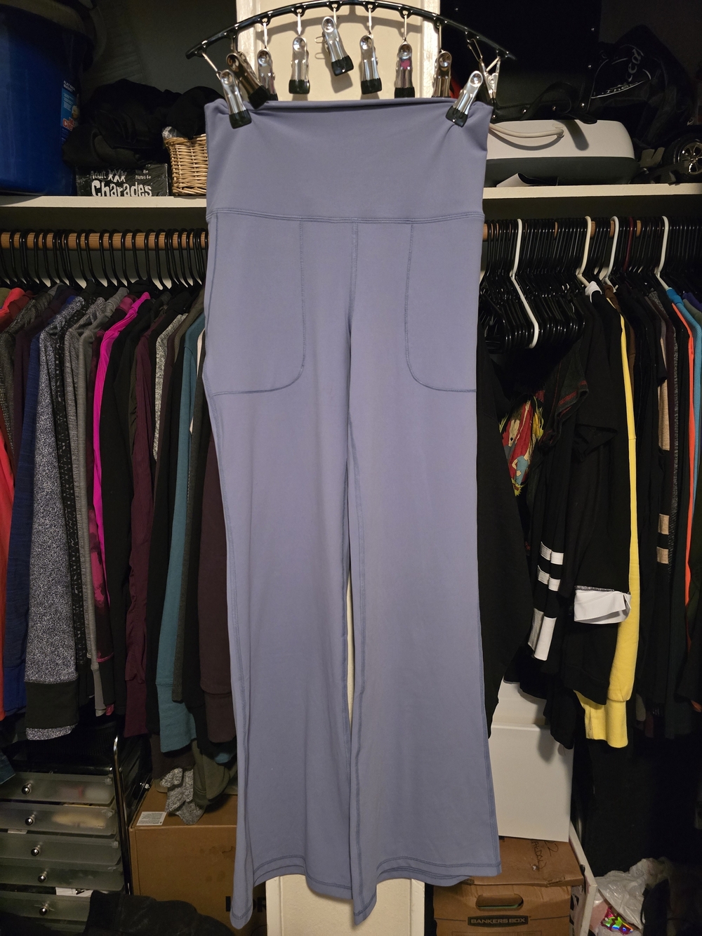 90 Degree By Reflex Light Blue Flare Yoga Pants With Pockets